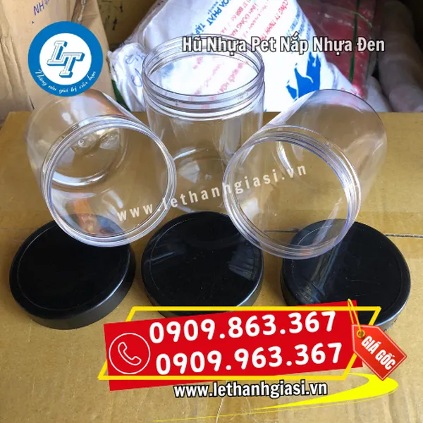 HŨ NHỰA PET NẮP NHỰA ĐEN