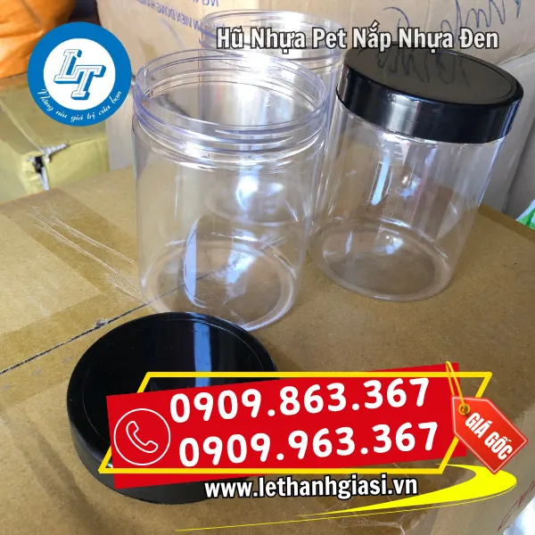 HŨ NHỰA PET NẮP NHỰA ĐEN