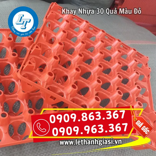 KHAY NHỰA ĐỰNG TRỨNG 30 QUẢ MÀU ĐỎ