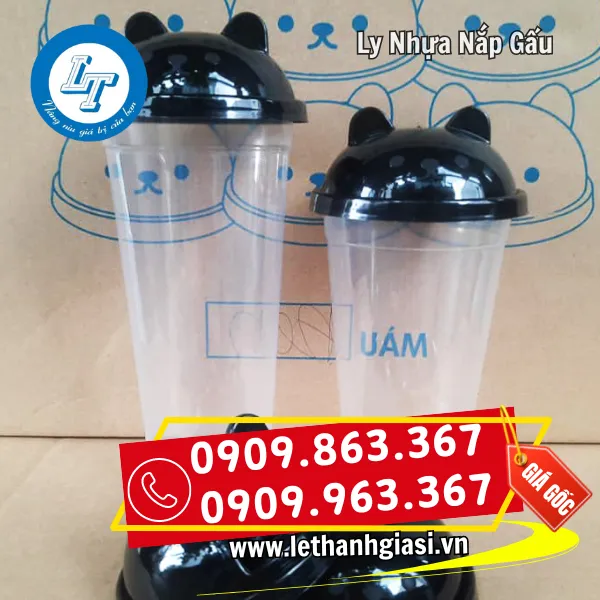 LY NHỰA NẮP CẦU TAI GẤU MÀU ĐEN