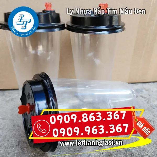 LY NHỰA NẮP TIM MÀU ĐEN