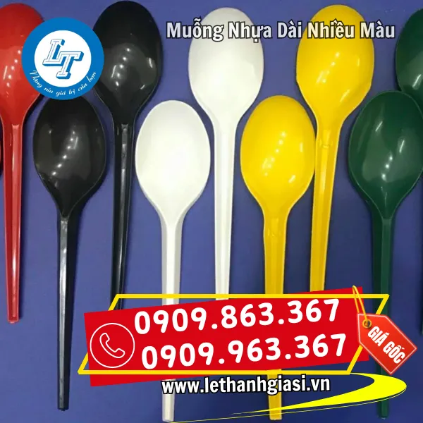 MUỖNG NHỰA CÁN DÀI NHIỀU MÀU