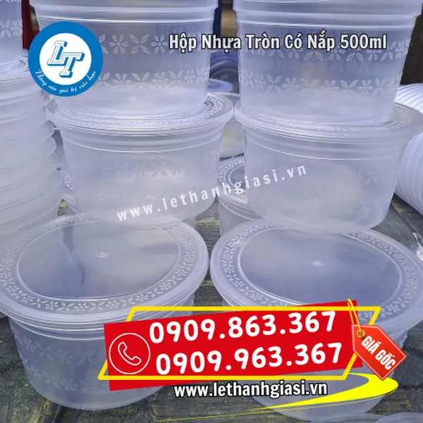 HỘP NHỰA TRÒN CÓ NẮP 500ML