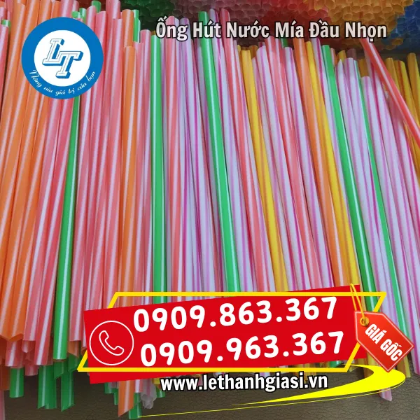ỐNG HÚT NƯỚC MÍA ĐẦU NHỌN NHIỀU MÀU PHI 6