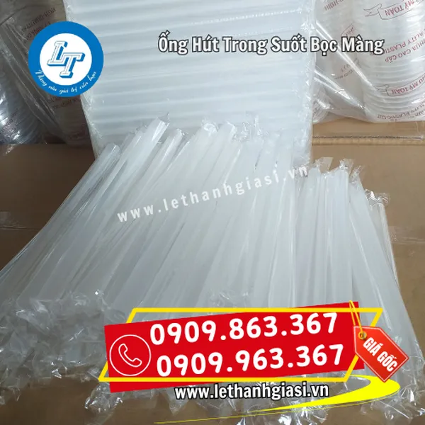 ỐNG HÚT TRÀ SỮA TRONG SUỐT BỌC MÀNG