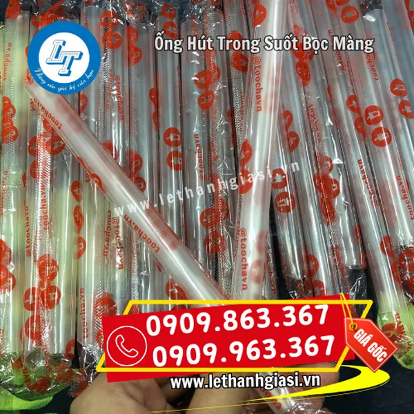 ỐNG HÚT TRÀ SỮA TRONG SUỐT BỌC MÀNG