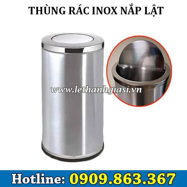 THÙNG RÁC INOX NẮP LẬT