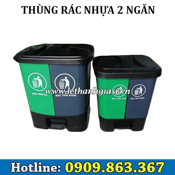 THÙNG RÁC NHỰA ĐẠP CHÂN 2 NGĂN