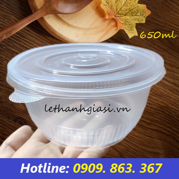 TÔ NHỰA PP 650ML CÓ NẮP