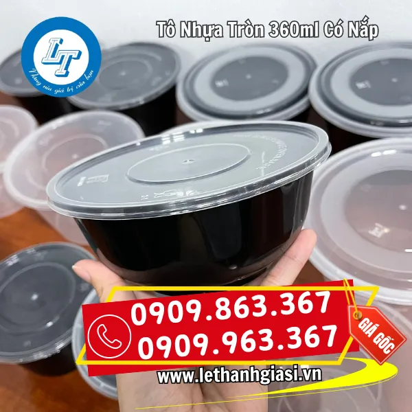 CHÉN NHỰA - HỘP NHỰA TRÒN PP 360ML CÓ NẮP