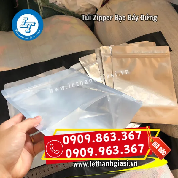 TÚI ZIPPER BẠC ĐÁY ĐỨNG