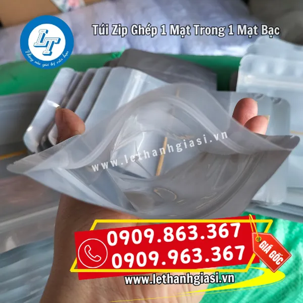 TÚI ZIP GHÉP 1 MẶT TRONG 1 MẶT BẠC