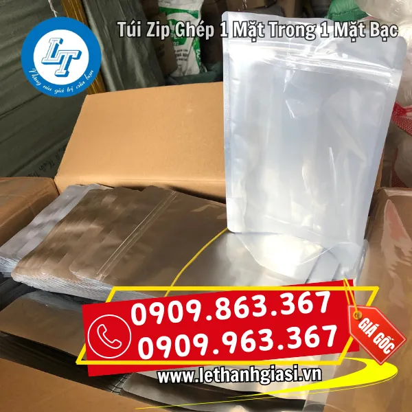 TÚI ZIP GHÉP 1 MẶT TRONG 1 MẶT BẠC