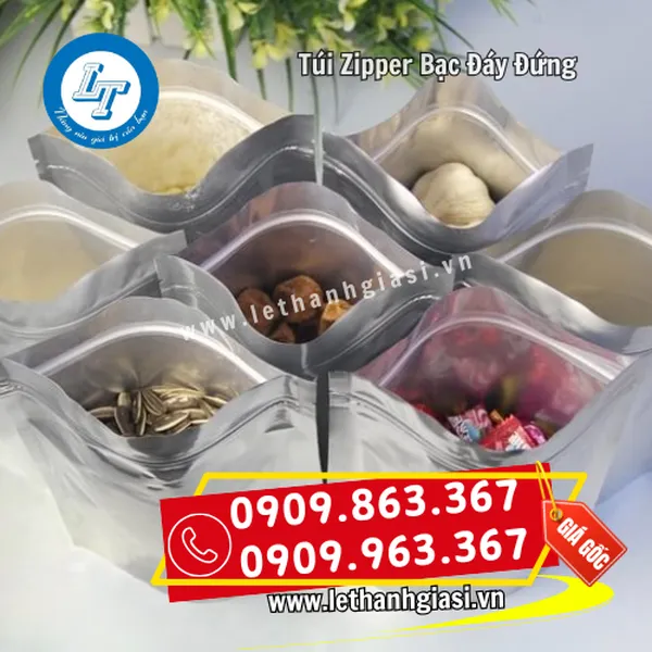 TÚI ZIPPER BẠC ĐÁY ĐỨNG