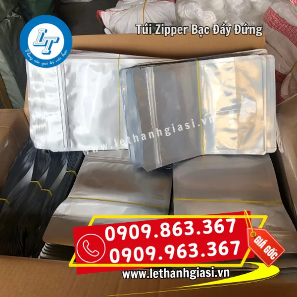 TÚI ZIPPER BẠC ĐÁY ĐỨNG