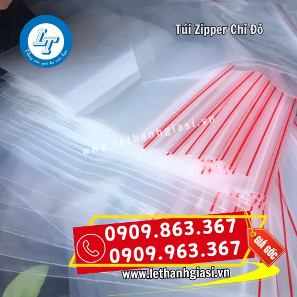 TÚI ZIPPER CHỈ ĐỎ