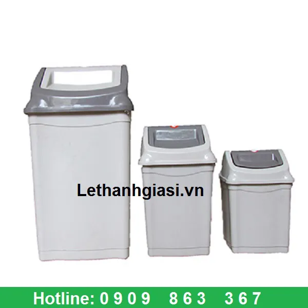 THÙNG RÁC NHỰA NẮP LẬT- MÀU GHI NHIỀU SIZE