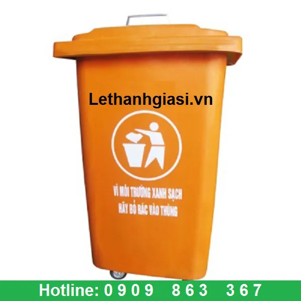 THÙNG RÁC COMPOSITE CÓ BÁNH XE CAO SU ĐÚC 60 LÍT