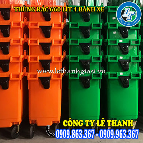 thùng rác 660 lít 4 bánh xe giá rẻ màu xanh lá, cam thùng rác 660 lít 4 bánh xe giá rẻ màu xanh lá, cam