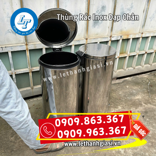 thùng rác inox đạp chân đóng mở nắp tiện dụng thùng rác inox đạp chân đóng mở nắp tiện dụng