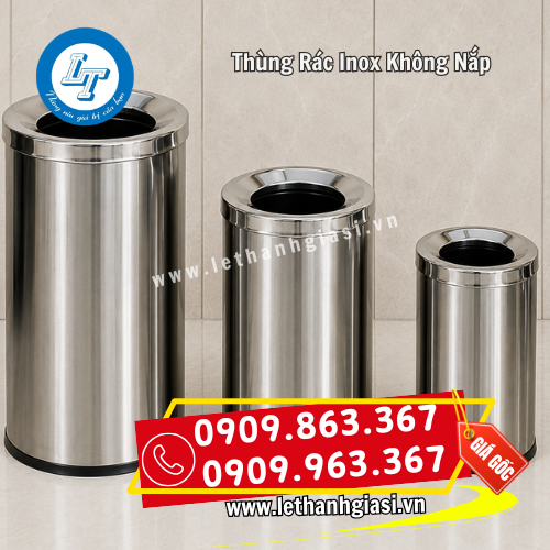 thùng rác inox không nắp nhiều kích cỡ thùng rác inox không nắp nhiều kích cỡ