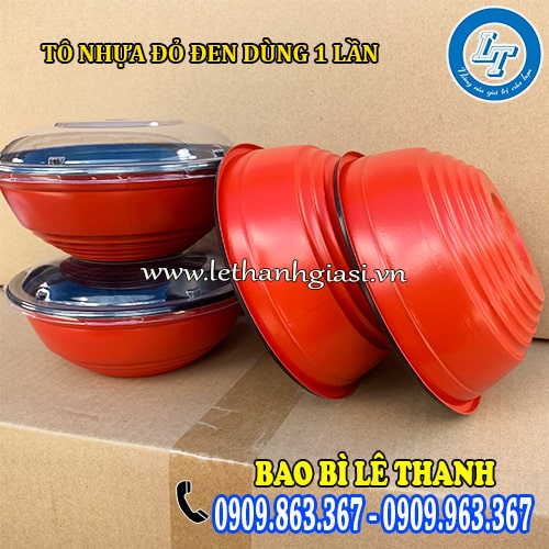 Tô nhựa đỏ đen dùng 1 lần Tô nhựa đỏ đen dùng 1 lần