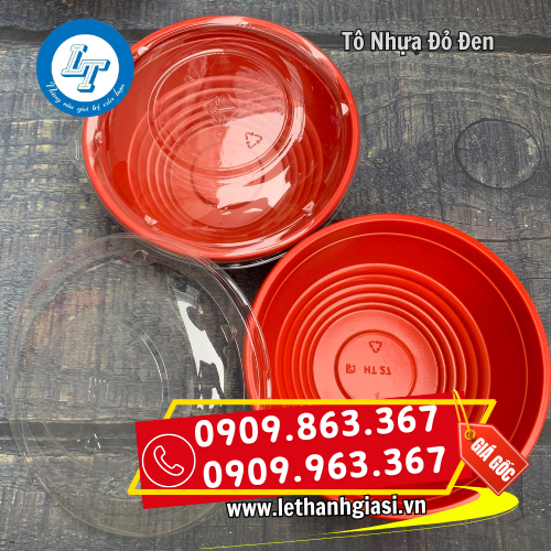 tô nhựa đỏ đen đựng thức ăn tô nhựa đỏ đen đựng thức ăn