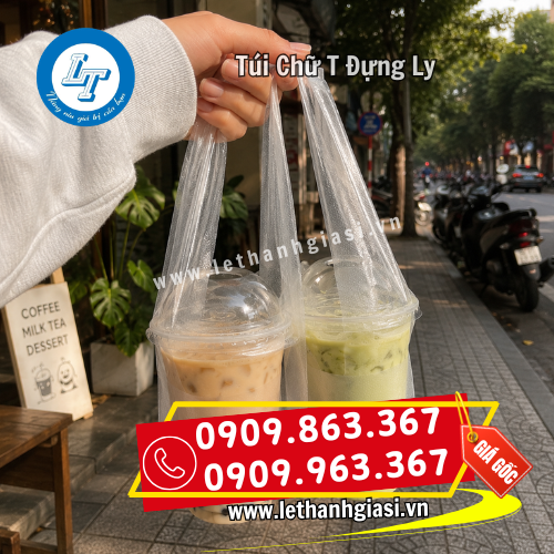 túi chữ T đựng ly trà sữa túi chữ T đựng ly trà sữa