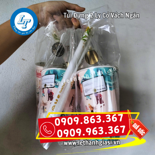 túi đựng 2 ly có vách ngăn đựng trà sữa túi đựng 2 ly có vách ngăn đựng trà sữa