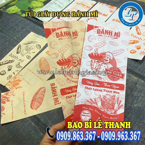 Túi giấy đựng bánh mì hình in sẵn đẹp mắt Túi giấy đựng bánh mì hình in sẵn đẹp mắt