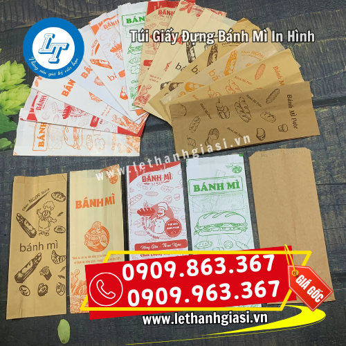 túi giấy đựng bánh mì in hình nhiều mẫu túi giấy đựng bánh mì in hình nhiều mẫu