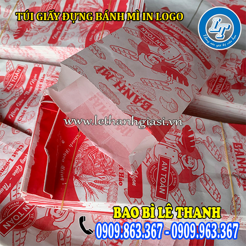 túi giấy đựng bánh mì in logo theo yêu cầu túi giấy đựng bánh mì in logo theo yêu cầu
