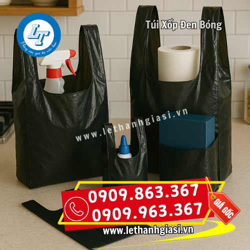 túi xốp 2 quai đen bóng nhiều kích cỡ túi xốp 2 quai đen bóng nhiều kích cỡ