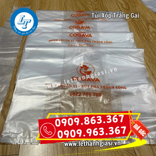 túi xốp 2 quai trắng gai in logo theo yêu cầu túi xốp 2 quai trắng gai in logo theo yêu cầu