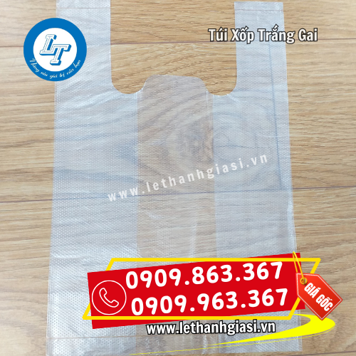 túi xốp 2 quai trắng gai có bề mặt gai nhám túi xốp 2 quai trắng gai có bề mặt gai nhám