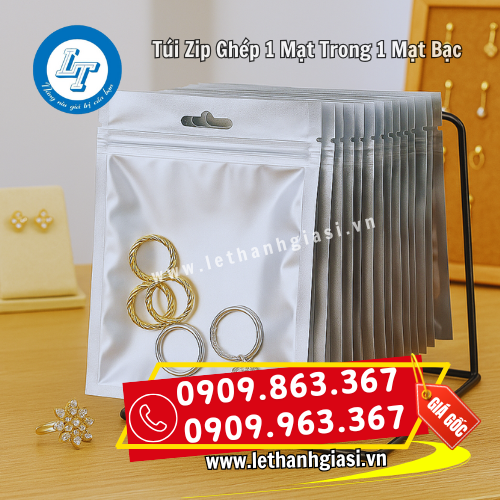 túi zip 1 mặt trong 1 mặt bạc đựng phụ kiện túi zip 1 mặt trong 1 mặt bạc đựng phụ kiện