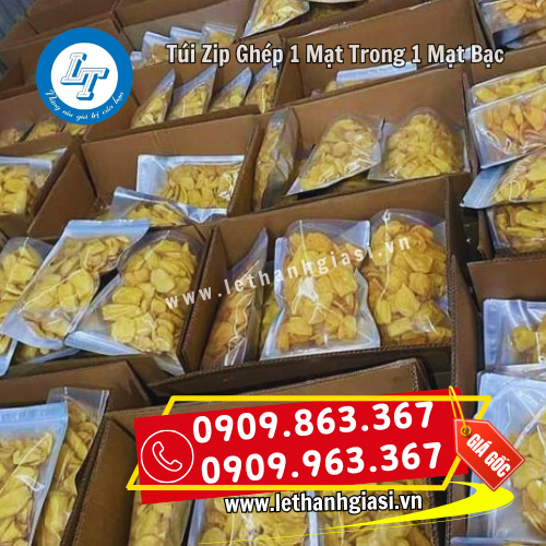 túi zip 1 mặt trong 1 mặt bạc đựng mít sấy túi zip 1 mặt trong 1 mặt bạc đựng mít sấy