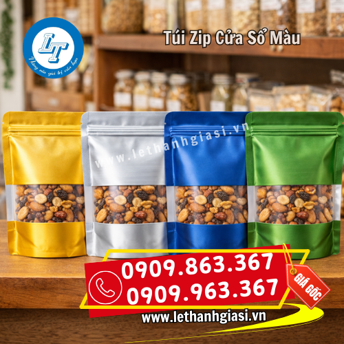 túi zip cửa sổ màu đựng hạt dinh dưỡng túi zip cửa sổ màu đựng hạt dinh dưỡng