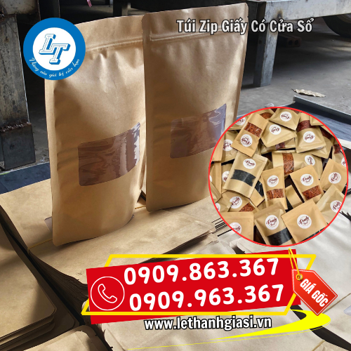 túi zip giấy có cửa sổ đựng hạt bột thực phẩm túi zip giấy có cửa sổ đựng hạt bột thực phẩm