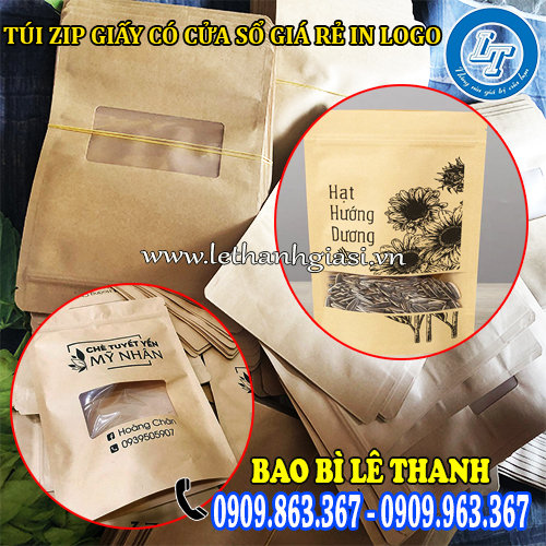 túi zip giấy có cửa sổ giá rẻ in logo túi zip giấy có cửa sổ giá rẻ in logo