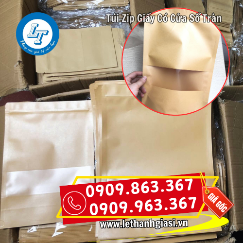 túi zip giấy có cửa sổ tràn viền túi zip giấy có cửa sổ tràn viền