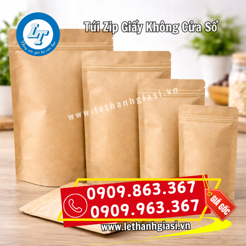 túi zip giấy không cửa sổ nhiều kích thước túi zip giấy không cửa sổ nhiều kích thước