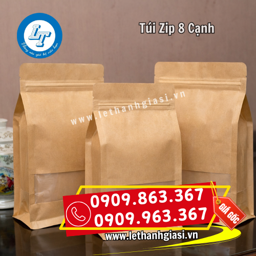 túi zip giấy kraft 8 cạnh nhiều kích cỡ túi zip giấy kraft 8 cạnh nhiều kích cỡ
