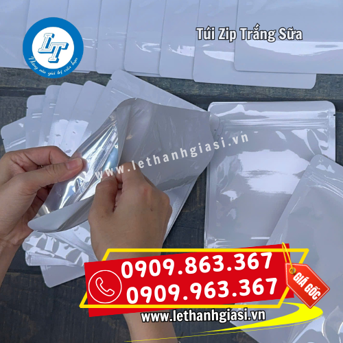 túi zip trắng sữa khóa zip chắc chắn túi zip trắng sữa khóa zip chắc chắn