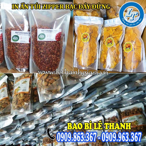 in ấn túi zipper bạc đáy đứng túi zip bạc đáy đứng có in logo