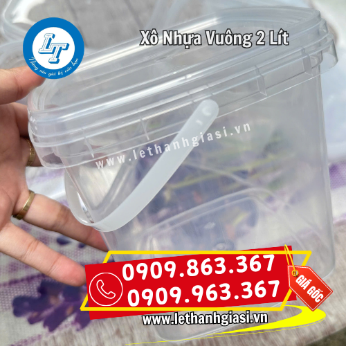 xô nhựa vuông 2 lít đi kèm nắp đậy và quai xách tiện lợi xô nhựa vuông 2 lít đi kèm nắp đậy và quai xách tiện lợi