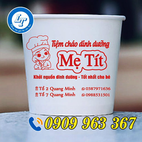 TÔ GIẤY, CỐC GIẤY ĐỰNG CHÁO NÓNG GIÁ RẺ CHO CỬA HÀNG tô giấy trắng có in