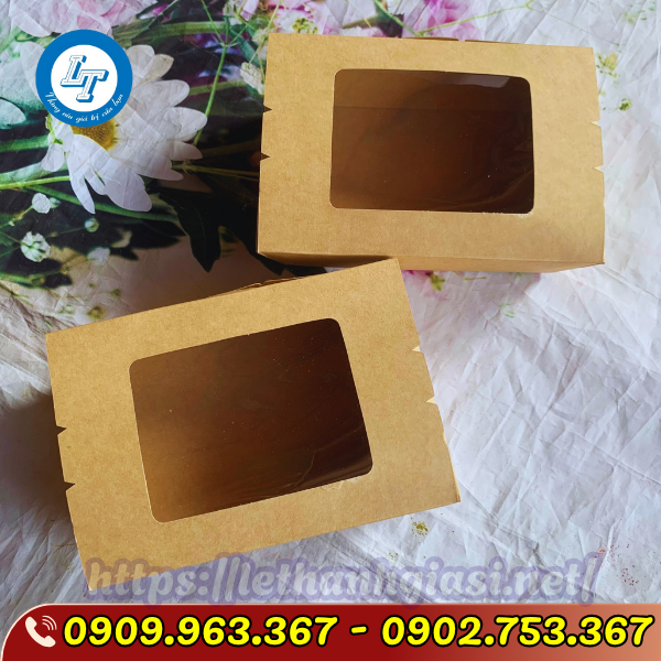 HỘP GIẤY KRAFT NẮP CỬA SỔ ĐỰNG THỨC ĂN hộp giấy kraft nắp cửa sổ