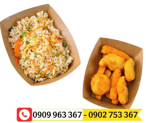 Tìm mua khay giấy đựng thức ăn giá rẻ khay giấy hình thuyền đựng cơm chiên