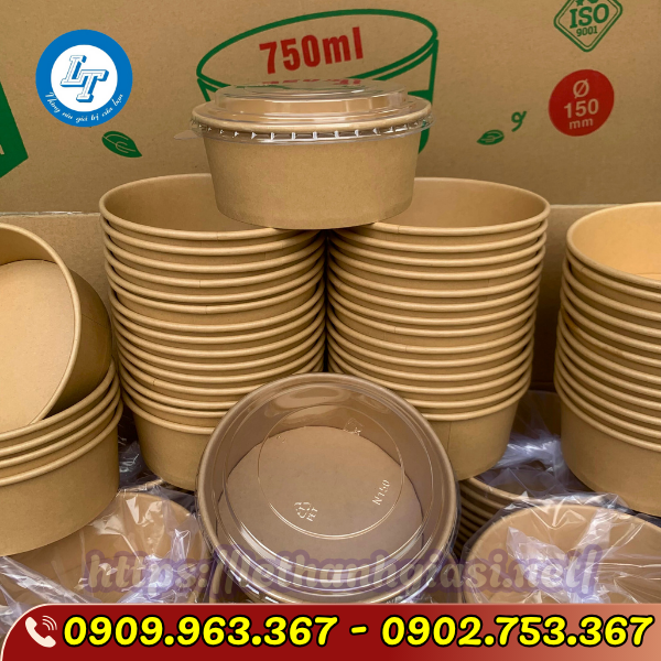 SỈ RẺ HỘP GIẤY KRAFT ĐỰNG THỨC ĂN CÓ SẴN TẠI TPHCM tô giấy kraft